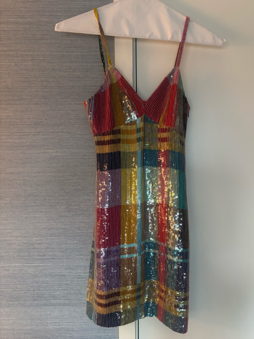 Ashish Rainbow Sequin Striped Slip Dress